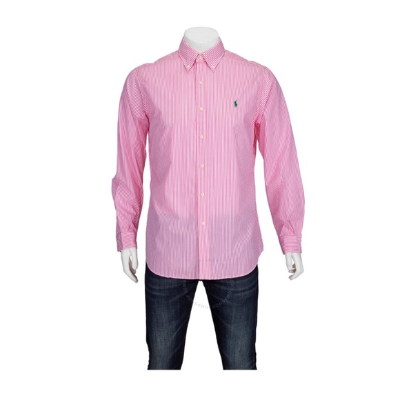 Polo Ralph Lauren Other - VTG Polo Ralph Lauren Striped Button Down Casual Shirt Cotton Pink White 16.5